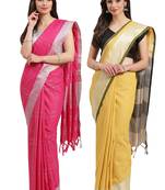 Multicolor woven blended cotton saree with blouse