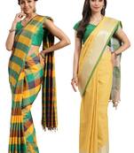 Multicolor woven blended cotton saree with blouse