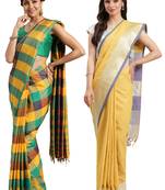 Multicolor woven blended cotton saree with blouse