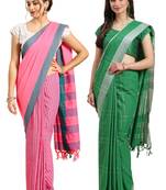 Multicolor woven blended cotton saree with blouse
