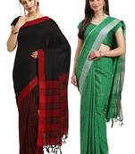 Multicolor woven blended cotton saree with blouse