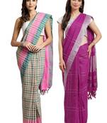 Multicolor woven blended cotton saree with blouse