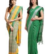 Multicolor woven blended cotton saree with blouse