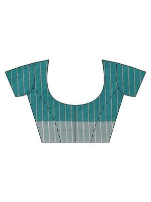 Multicolor woven blended cotton saree with blouse 4