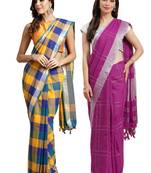 Multicolor woven blended cotton saree with blouse