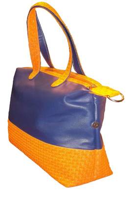 Colorful Large Tote In Orange And Electric Blue 2