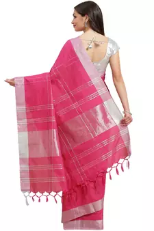 Multicolor woven blended cotton saree with blouse