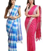 Multicolor woven blended cotton saree with blouse