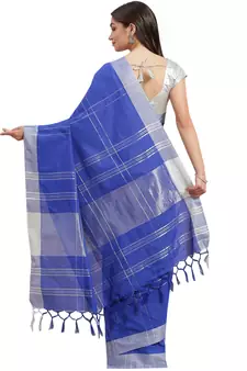 Multicolor woven blended cotton saree with blouse