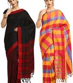 Multicolor woven blended cotton saree with blouse