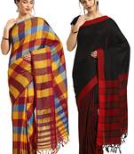 Multicolor woven blended cotton saree with blouse