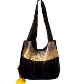 Luscious Black Colour Sequined Jhola Bag