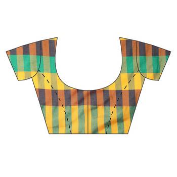 Multicolor woven blended cotton saree with blouse 4