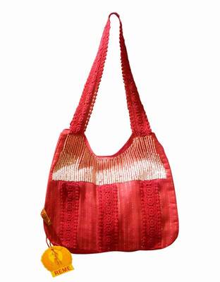 Luscious Red Colour Sequined Jhola Bag 1