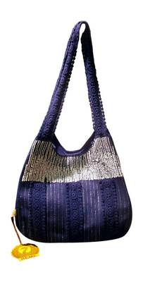 Luscious Blue Colour Sequined Jhola Bag 1