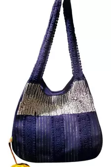 Luscious Blue Colour Sequined Jhola Bag