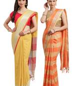 Multicolor woven blended cotton saree with blouse