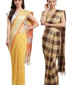 Multicolor woven blended cotton saree with blouse