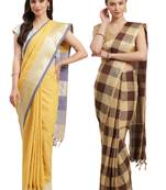 Multicolor woven blended cotton saree with blouse