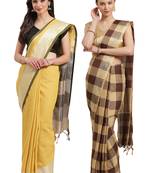 Multicolor woven blended cotton saree with blouse