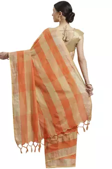 Multicolor woven blended cotton saree with blouse