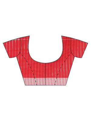 Multicolor woven blended cotton saree with blouse 5