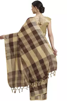 Multicolor woven blended cotton saree with blouse