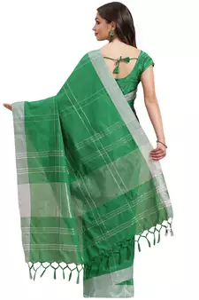 Multicolor woven blended cotton saree with blouse