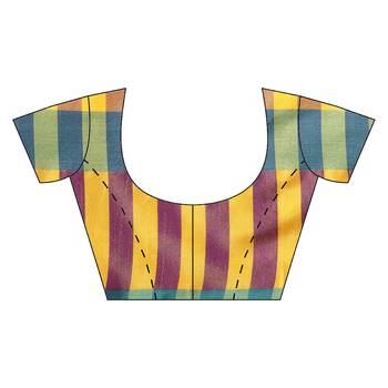 Multicolor woven blended cotton saree with blouse 4