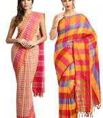 Multicolor woven blended cotton saree with blouse