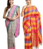 Multicolor woven blended cotton saree with blouse