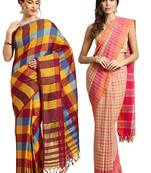 Multicolor woven blended cotton saree with blouse