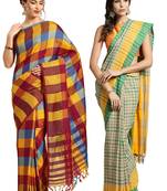 Multicolor woven blended cotton saree with blouse