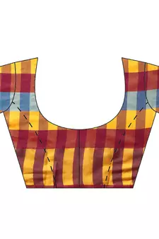 Multicolor woven blended cotton saree with blouse