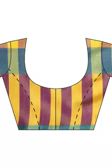 Multicolor woven blended cotton saree with blouse