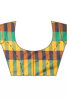 Multicolor woven blended cotton saree with blouse