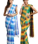Multicolor woven blended cotton saree with blouse