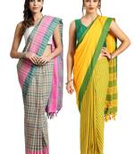 Multicolor woven blended cotton saree with blouse