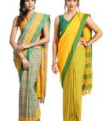 Multicolor woven blended cotton saree with blouse