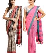 Multicolor woven blended cotton saree with blouse