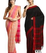 Multicolor woven blended cotton saree with blouse