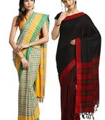 Multicolor woven blended cotton saree with blouse