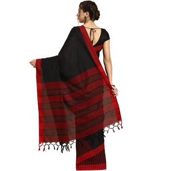 Multicolor woven blended cotton saree with blouse 2