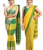 Multicolor woven blended cotton saree with blouse
