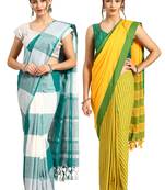 Multicolor woven blended cotton saree with blouse