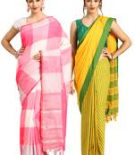 Multicolor woven blended cotton saree with blouse
