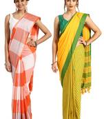 Multicolor woven blended cotton saree with blouse