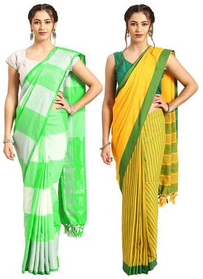 Multicolor woven blended cotton saree with blouse 1