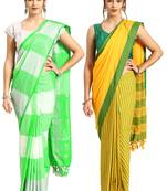 Multicolor woven blended cotton saree with blouse