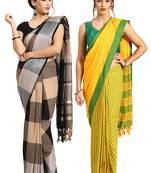 Multicolor woven blended cotton saree with blouse